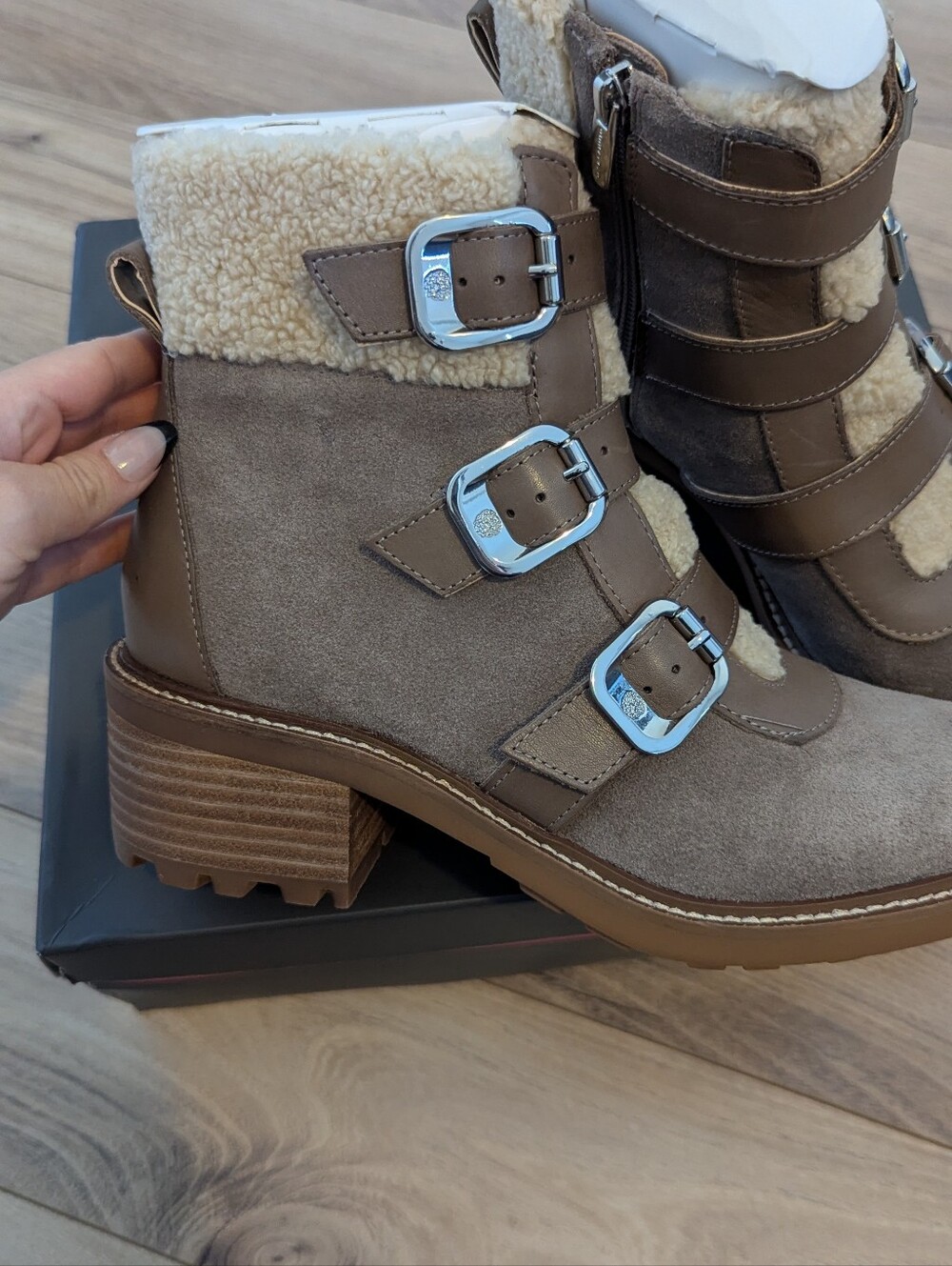 Vince Camuto Klerica Leather and Faux Fur Moto/Hiker Boot - Picture 9 of 9
